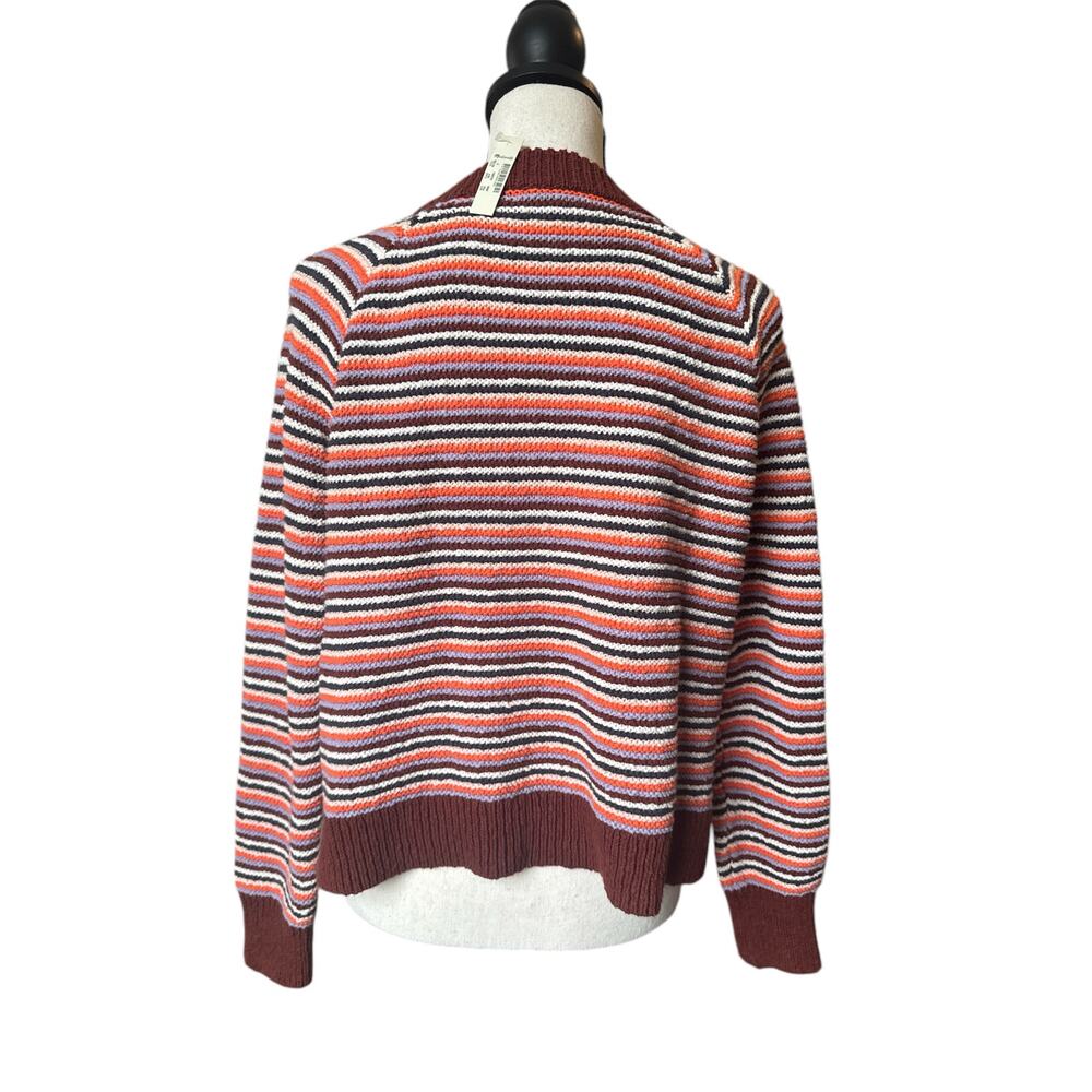 NWT Madewell Arden V-Neck Crop Pullover Sweater in Stripe Women's S Cotton Knit - Picture 5 of 6